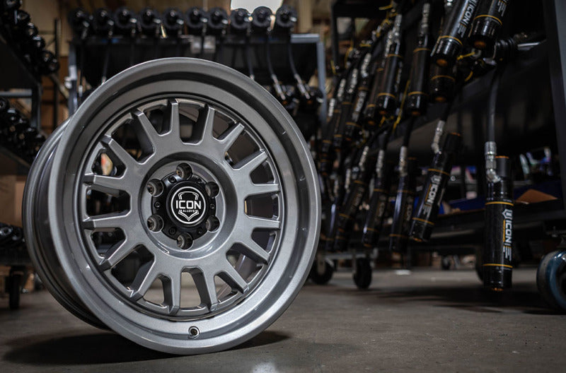 ICON Anza 17x8.5 5x5 -6mm Offset 4.5in BS 71.5mm Hub Bore Gun Metal Wheel 8217857345GM 8217857345GM Photo - lifestyle view