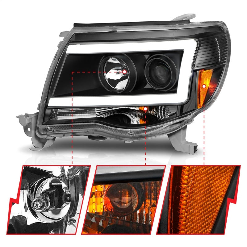 ANZO 05-09 Toyota Tacoma Projector Light Bar Style Headlights w/ C Light Bar 111517 111517 Photo - Unmounted