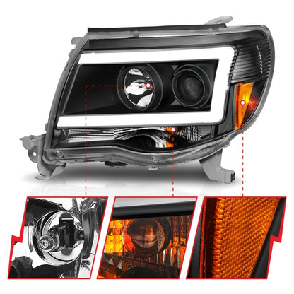 ANZO 05-09 Toyota Tacoma Projector Light Bar Style Headlights w/ C Light Bar 111517 111517 Photo - Unmounted