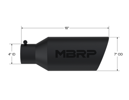 MBRP Universal Exhaust Tip 7in O.D. Rolled End 4in Inlet 18in Length T5126BLK Photo - Close Up