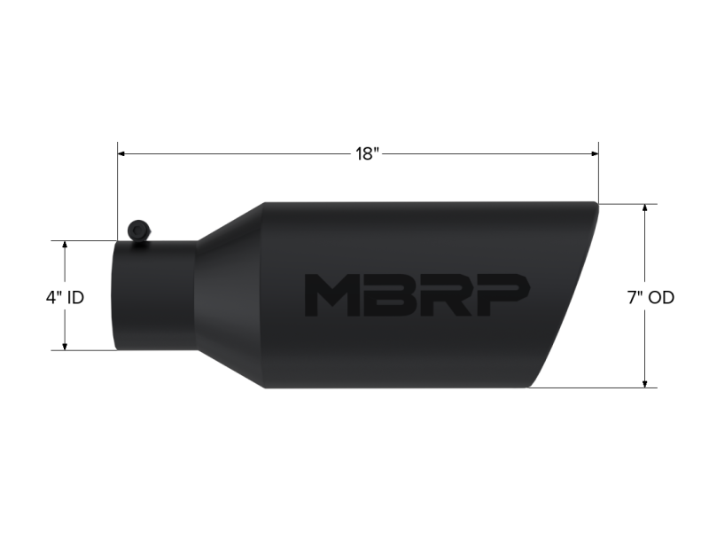 MBRP Universal Exhaust Tip 7in O.D. Rolled End 4in Inlet 18in Length T5126BLK Photo - Close Up