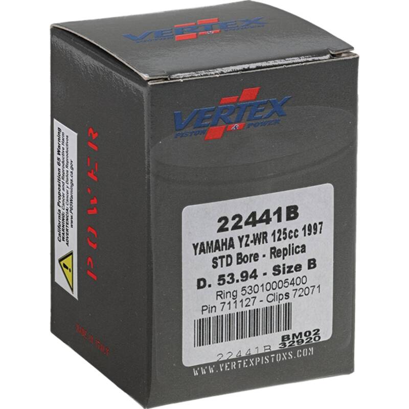 Vertex Pistons Vertex Piston 1997 Yamaha YZ 125 125cc Cast Replica Piston Kit 22441B 22441B Photo - Primary