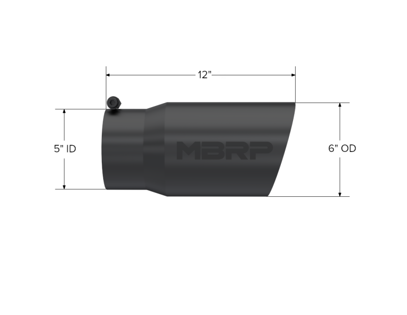 MBRP Tip 6in O.D. Dual Wall A ngled  5in inlet MBRT5074BLK T5074BLK Photo - Close Up