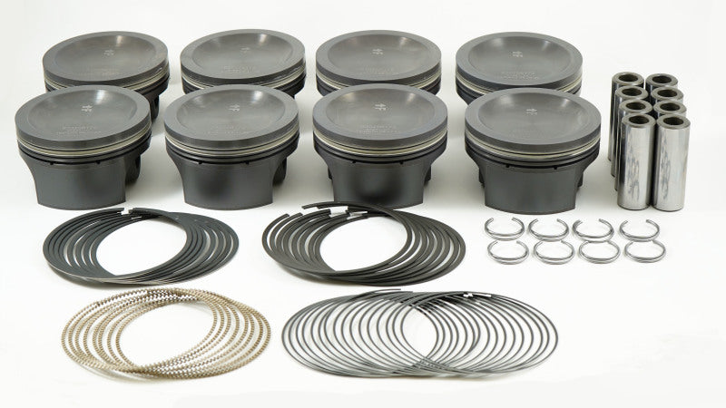 Mahle MS Piston Set Ford 283ci 3.571in Bore 3.543in Stroke 5.933in Rod .866 Pin 0cc 12 CR Set of 8 930256272 930256272 Photo - Primary