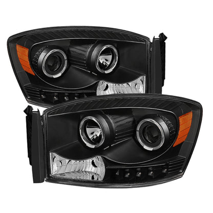 SPYDER Xtune Dodge Ram 1500 06-08 / Ram 2500/3500 06-09 Halo Projector Headlights Black PRO-JH-DR06-LED-BK 9028328 9028328 Photo - Primary