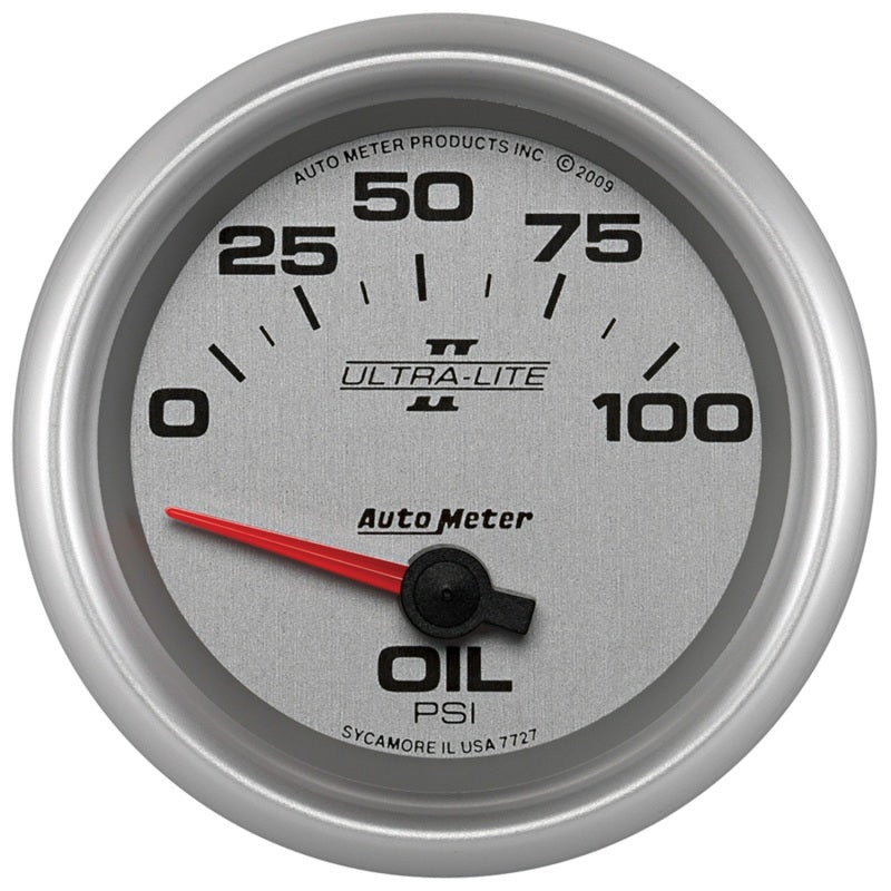 Autometer Gauge, Oil Pressure, 2 5/8", 100Psi, Electric, Ultra-Lite II 7727 Photo - Primary