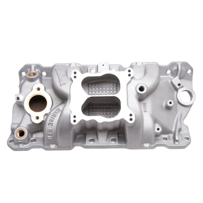 Edelbrock Manifold, Sbc 23-degree, Marine Rpm,  1987-1995, With Brass 2506 Photo - Primary