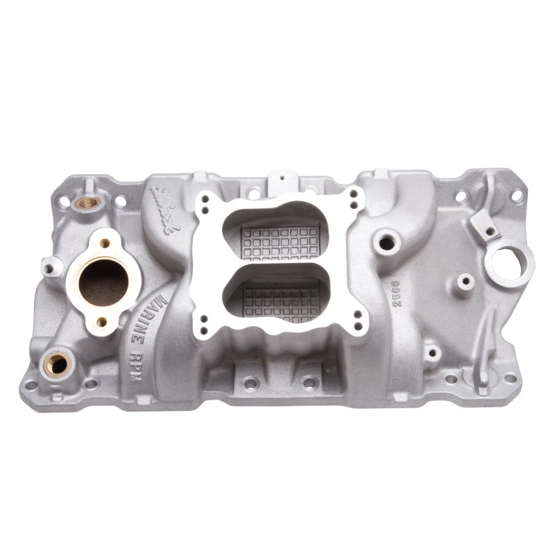 Edelbrock Manifold, Sbc 23-degree, Marine Rpm,  1987-1995, With Brass 2506 Photo - Primary