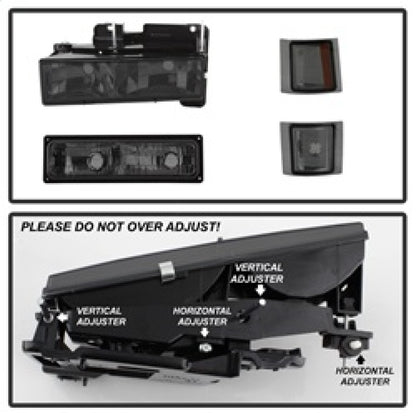 SPYDER Xtune Chevy Suburban 94-98 Headlights w/ Corner & Parking Lights 8pcs Smoked HD-JH-CCK88-AM-SM-SET 5072238 5072238 Photo - Unmounted