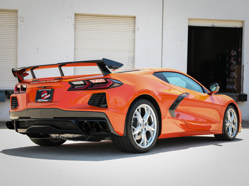 aFe MACH Force-Xp 3" to 2-1/2" 304SS Cat-Back (No Muff.) 2020 Chevy Corvette (C8) 6.2L - Black Tip 49-34127NM-B 49-34127NM-B Photo - Mounted