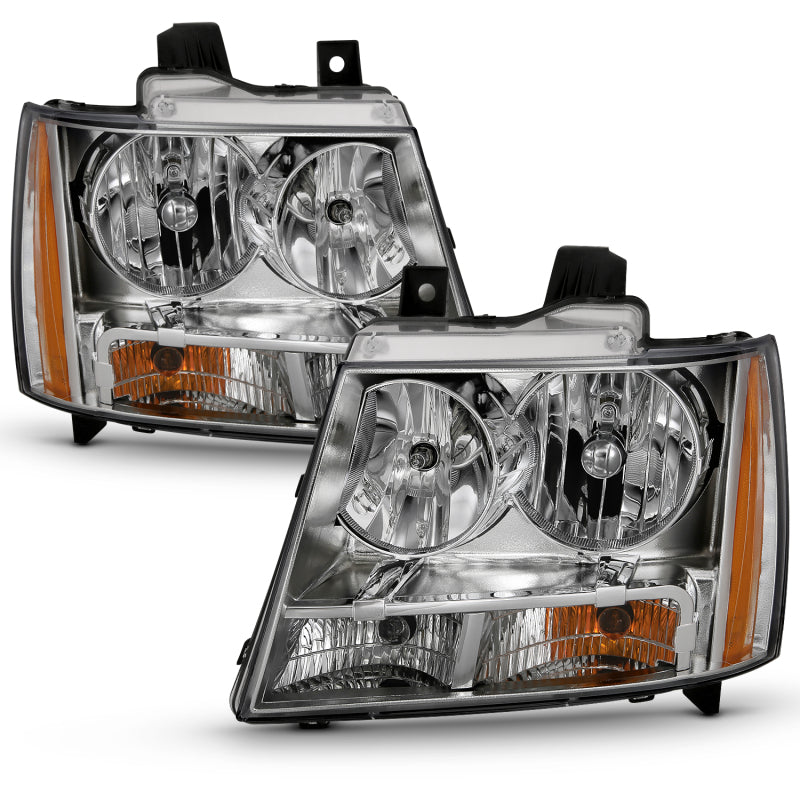 ANZO 2007-2014 Chevy TahOE Crystal Headlight Chrome Amber(OE) 111475 111475 Photo - Primary