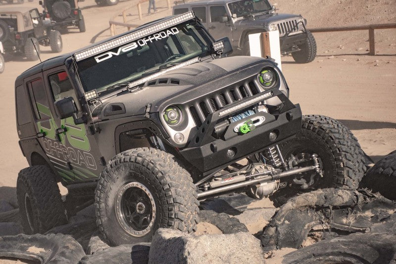 DV8 Offroad 07-18 Jeep Wrangler JK Metal Heat Dispersion Hood - Primer Black HDMB07-02 HDMB07-02 Photo - Mounted