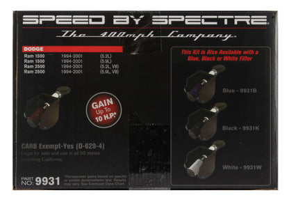 Spectre 94-01 Dodge RAM 1500/2500 V8-5.2/5.9L F/I Air Intake Kit - Polished w/Red Filter 9931 9931 Photo - in package