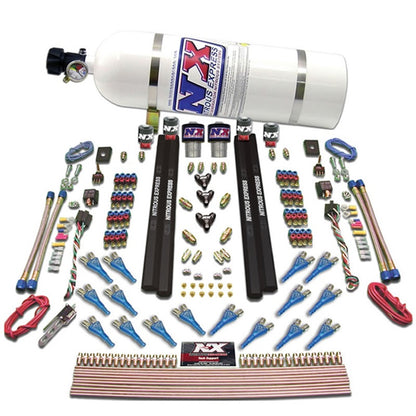 Nitrous Express Shark Dual Stage/Gas/Rails 16 Nozzles Nitrous Kit (200-1200HP) w/10lb Bottle 90208-10 90208-10 Photo - Primary