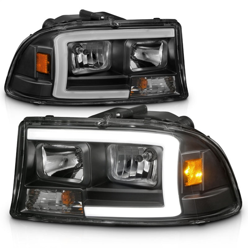ANZO 97-04 Dodge Dakota/Durango Crystal headlight Set w/ Light Bar Black Housing 111591 111591 Photo - Unmounted