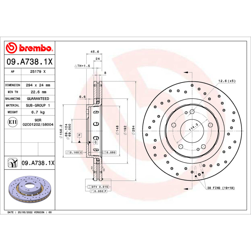 Brembo OE BRE Drilled UV Coated Rotors Brakes, Rotors & Pads Brake Rotors - Drilled main image
