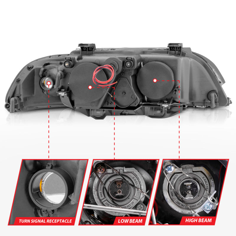 Anzo 1997-2001 BMW 5 Series Projector Headlights w/ Halo Black 121017 Photo - Unmounted