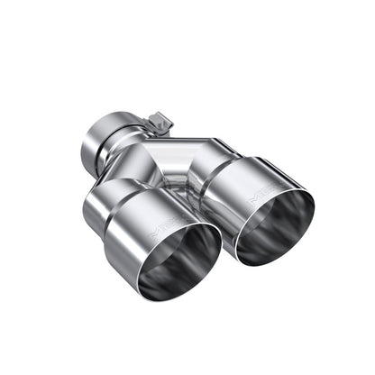 MBRP 3in ID / Dual 4in OD Out Staggered L 9.37in / R 9.87in Single Wall T304 SS Univ Exhaust Tip T5183 T5183 Photo - Primary