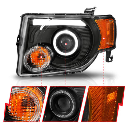 Anzo 2008-2012 Ford Escape Projector Headlights w/ Halo Black 111355 User 3