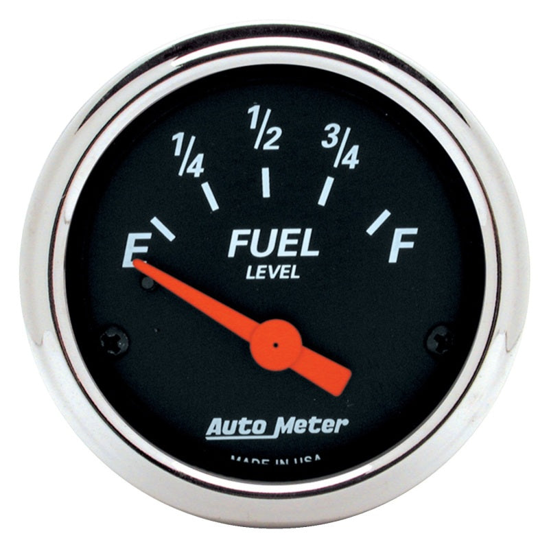 Autometer Gauge, Fuel Level, 2 1/16", 0E to 30F, Elec, Designer Black 1425 User 1