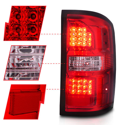 ANZO 2014-2018 GMC Sierra LED Tail Lights Black Housing Red/Clear Lens 311399 311399 User 2
