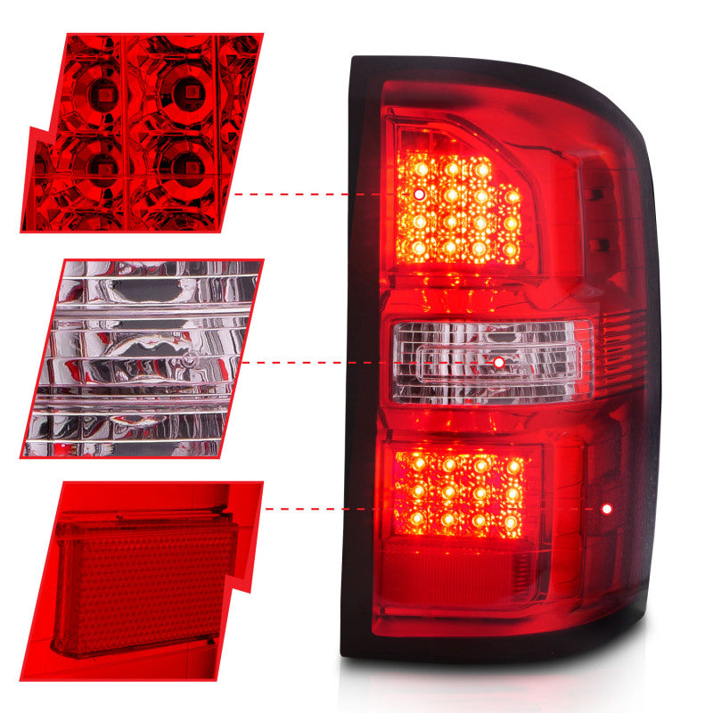 ANZO 2014-2018 GMC Sierra LED Tail Lights Black Housing Red/Clear Lens 311399 311399 User 2