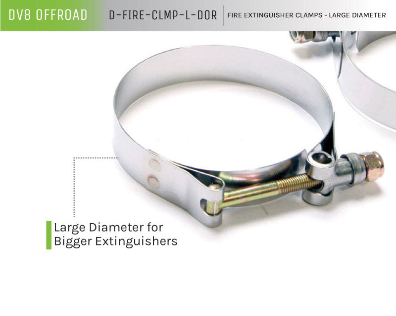 DV8 Offroad Fire Extinguisher Mount Clamps - Large D-FIRE-CLMP-L-DOR D-FIRE-CLMP-L-DOR Product Brochure - a specific brochure describing a Product