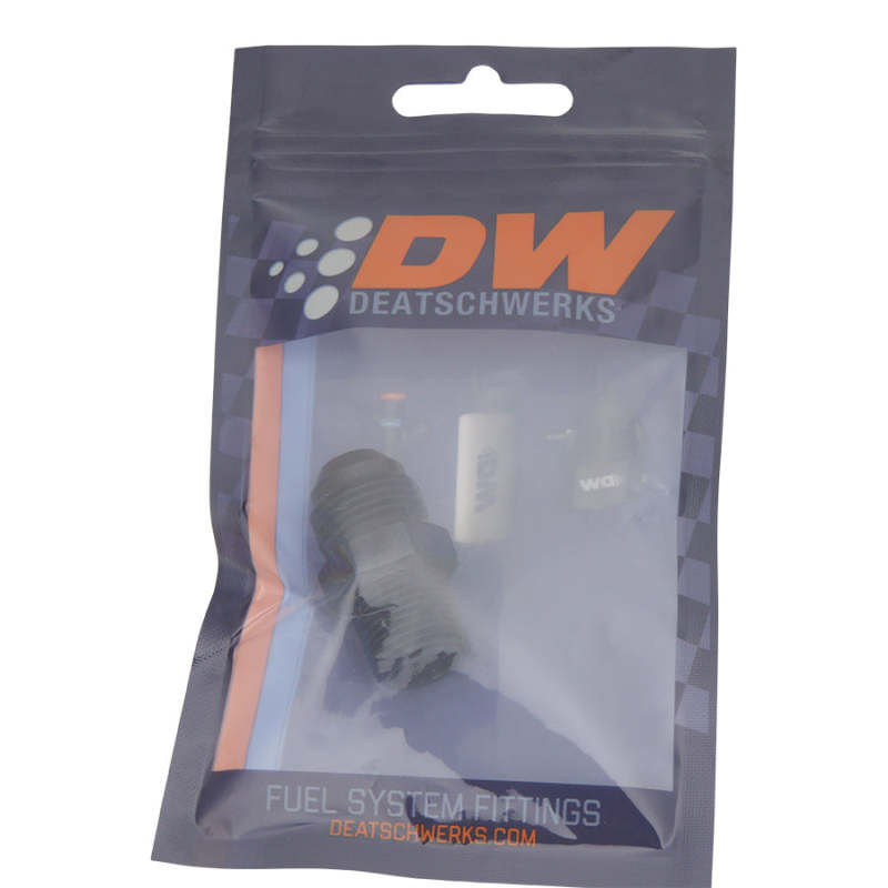 DeatschWerks 8AN Male Flare to 3/8in Male NPT Adapter - Anodized Matte Black 6-02-0905-B 6-02-0905-B Photo - lifestyle view