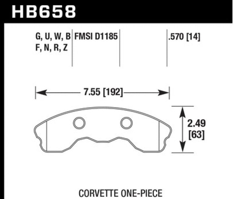Hawk Performance Hawk 2010-2013 Chevy Corvette Grand Sport (One-Piece Pads) ER-1 Motorsports Front Brake Pads HB658D.570 HB658D.570 User 1