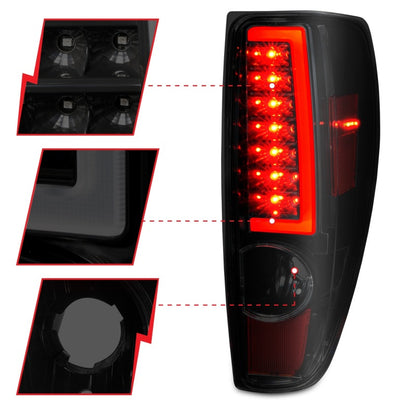 ANZO 2004-2012 Chevrolet Colorado/ GMC Canyon LED Tail Lights w/ Light Bar Black Housing Smoke Lens 311383 311383 Photo - Unmounted