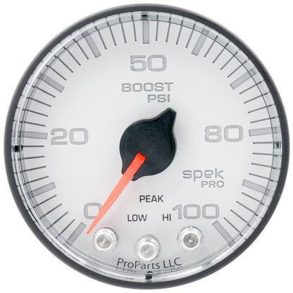 Autometer Gauge, Boost, 2 1/16", 100Psi, Stepper Motor W/Peak & Warn, Wht/Blk P305128 User 1