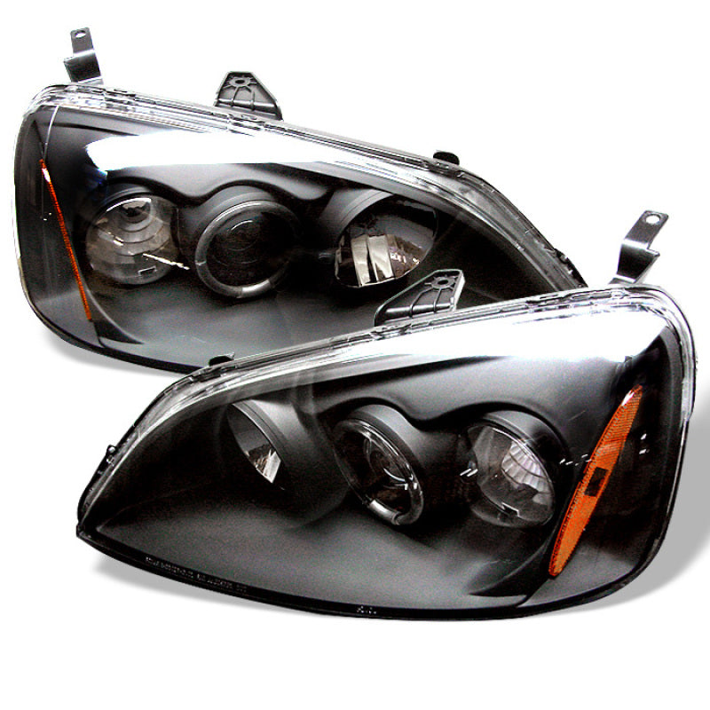 Spyder Honda Civic 01-03 2/4DR Projector Headlights - LED Halo Amber Reflector Blk PRO-YD-HC01-AM-BK 5010759 5010759 Photo - Primary