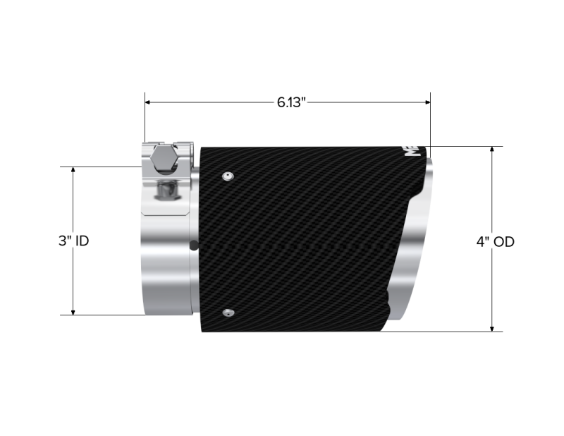MBRP Universal Carbon Fiber Tip 3in ID / 4in OD Out / 6.13in Length Angle Cut Dual Wall T5188CF T5188CF Photo - Close Up