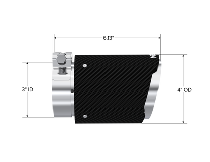 MBRP Universal Carbon Fiber Tip 3in ID / 4in OD Out / 6.13in Length Angle Cut Dual Wall T5188CF T5188CF Photo - Close Up