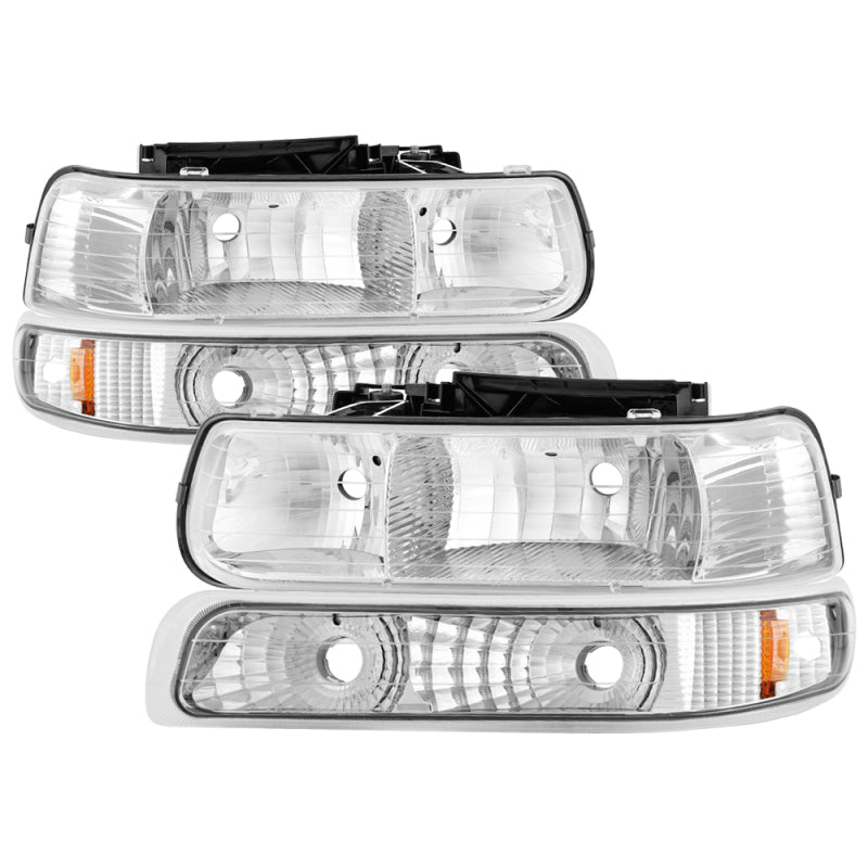 SPYDER Xtune Chevy TahOE 00-06 Amber Crystal Headlights w/ Bumper Lights Chrome HD-JH-CSIL99-SET-AM-C 5064226 5064226 Photo - Primary