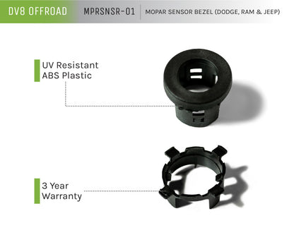 DV8 Offroad Jeep/Dodge/RAM Front Bezel & Rear Clip Replacement Kit for MOPAR Sensors - Set of 4 MPRSNSR-01 MPRSNSR-01 Product Brochure - a specific brochure describing a Product