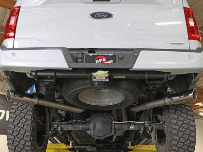 aFe Vulcan 3in 304 SS Cat-Back Exhaust 2021 Ford F-150 V6 2.7L/3.5L (tt)/V8 5.0L w/ Black Tips 49-33126-B 49-33126-B Photo - Mounted
