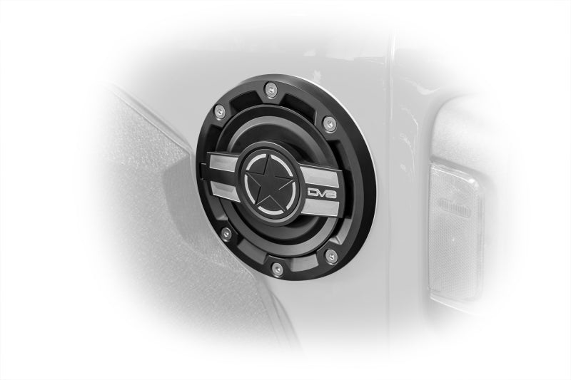 DV8 Offroad 2018+ Jeep JL Aluminum Fuel Door for 20-Pres Wrangler D-JL-190004-MIL D-JL-190004-MIL Photo - Unmounted