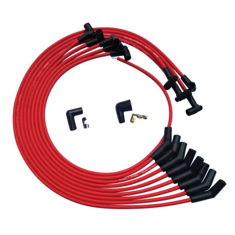 Moroso SBC Under Header 135 Deg Plug HEI Ultra Spark Plug Wire Set - Red 52030 52030 User 1