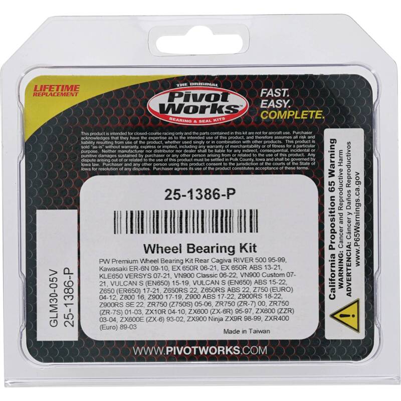 Pivot Works Cagiva, Kawasaki Wheel Bearing Kit Premium Bearings 25-1386-P 25-1386-P Photo - Primary