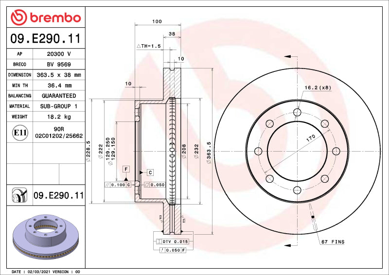 Brembo OE BRE UV Coated OE Equiv Rotors Brakes, Rotors & Pads Brake Rotors - OE main image