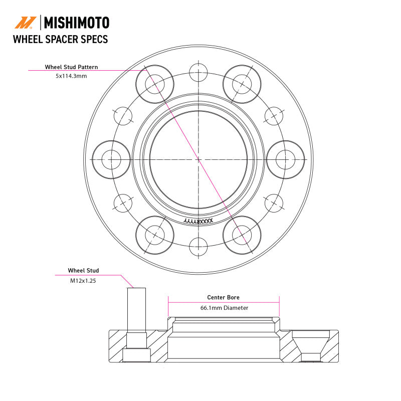 Mishimoto Wheel Spacers - 5x108 - 63.3 - 35 - M12 - Black MMWS-006-350BK MMWS-006-350BK Technical Drawing