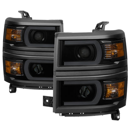 SPYDER Xtune Chevy Silverado 1500 14-15 Projector Headlights Light Bar Drl Smoked PRO-JH-CS14-LBDRL-BSM 9034978 9034978 Photo - Primary
