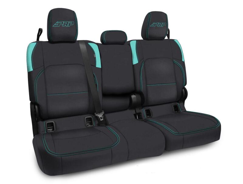 PRP Seats PRP Jeep Wrangler JT Rear Bench Covers - with Armrest - Black/Teal B056-09 B056-09 Photo - Primary
