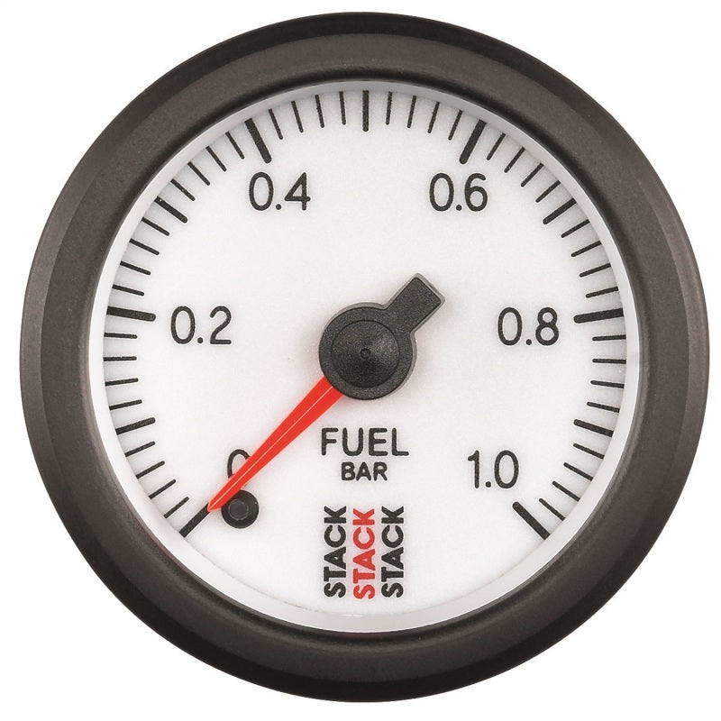 Autometer Stack 52mm 0-1 Bar M10 Male Pro Stepper Motor Fuel Pressure Gauge - White ST3353 ST3353 Photo - Primary