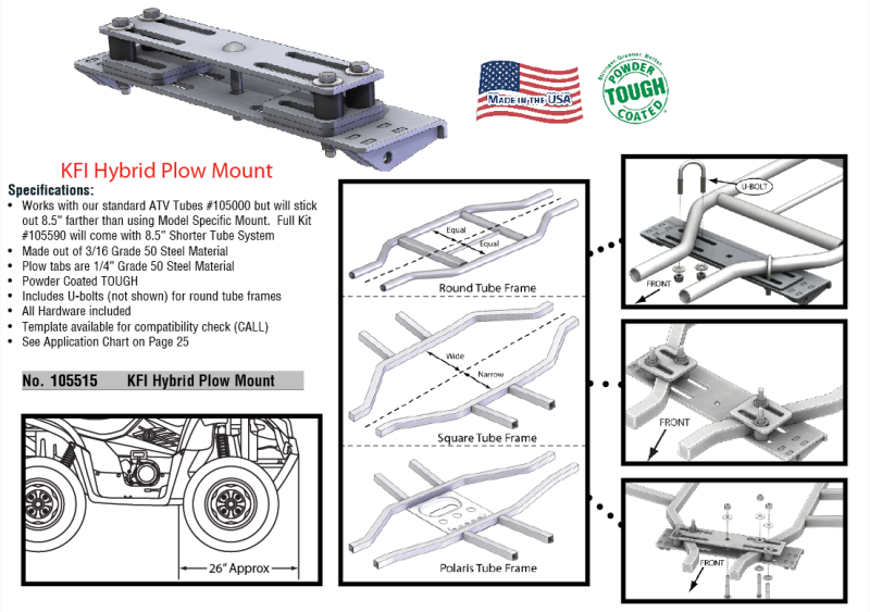 KFI Replacement Hybrid ATV Plow Mount 105515-R 105515-R User 1