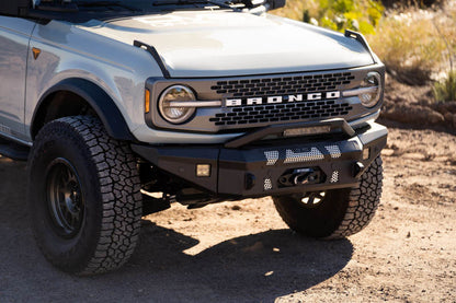 DV8 Offroad 2021+ Ford Bronco Front Bumper Winch Capable w/ Optional Bull Bar/Aux Light Opening FBBR-01 FBBR-01 Photo - lifestyle view