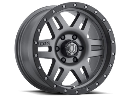 ICON Six Speed 17x8.5 5x150 25mm Offset 5.75in BS 116.5mm Bore Titanium Wheel 1417855557TT 1417855557TT Photo - Primary