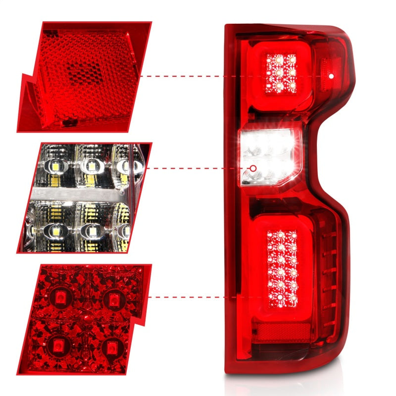 ANZO 19-21 Chevy Silverado Full LED Tailights Chrome Housing Red/Clear Lens G2 (w/C Light Bars) 311416 311416 Photo - Unmounted