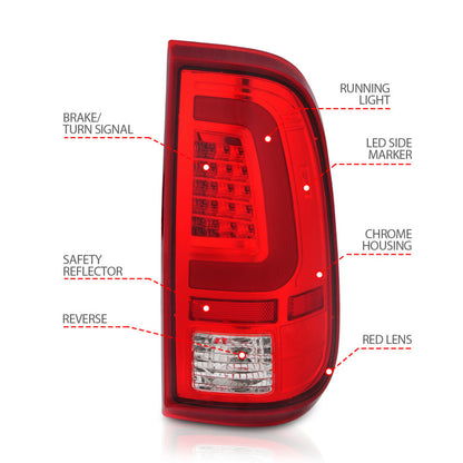 ANZO 2008-2016 Ford F-250 LED Taillights Chrome Housing Red/Clear Lens (Pair) 311358 311358 Photo - Unmounted